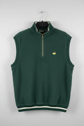 Masters Collection Mens Forest Green Fleece Quarter Zip Golf Vest Size M Logo