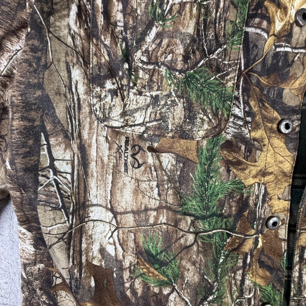 Mens Realtree Camouflage Button Down Shirt Long Sleeve Flannel Lined Size Large