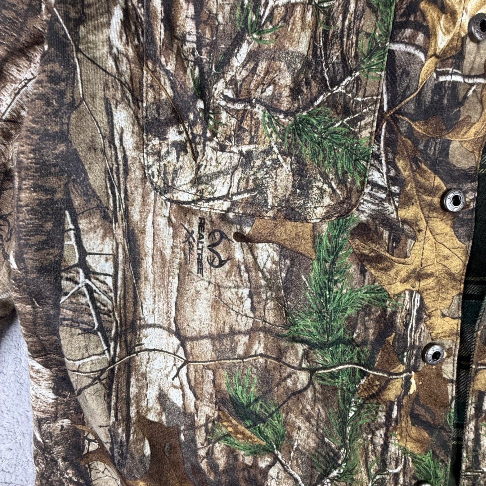 Mens Realtree Camouflage Button Down Shirt Long Sleeve Flannel Lined Size Large