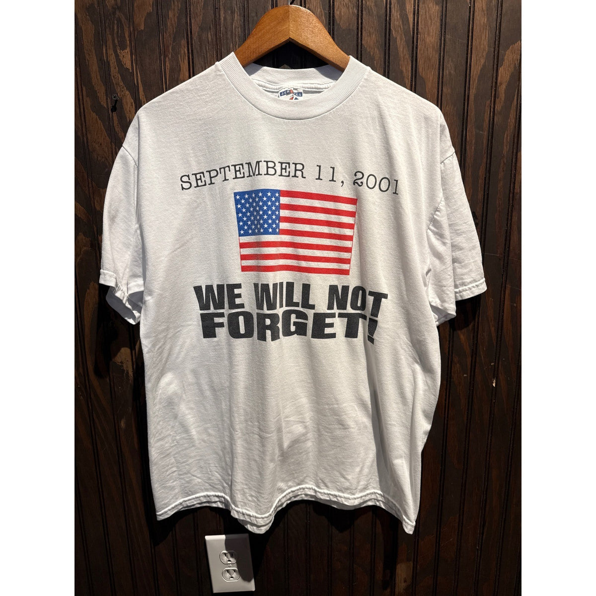 Vintage Jerzees September 11 2001 We Will Not Forget T-Shirt White Large XL
