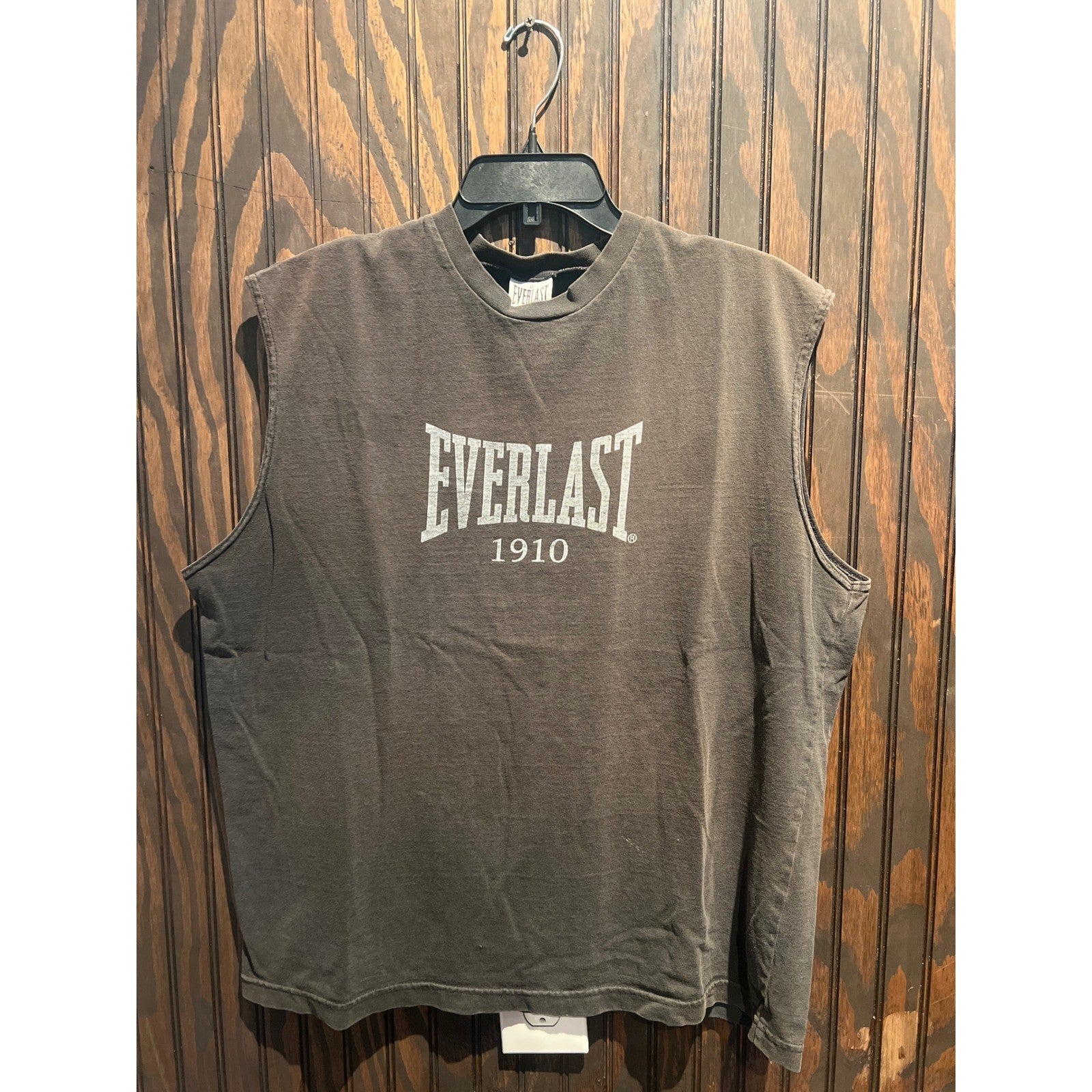 Everlast 1910 Mens Sleeveless Muscle Tee Faded Black Boxing Graphic Shirt XL