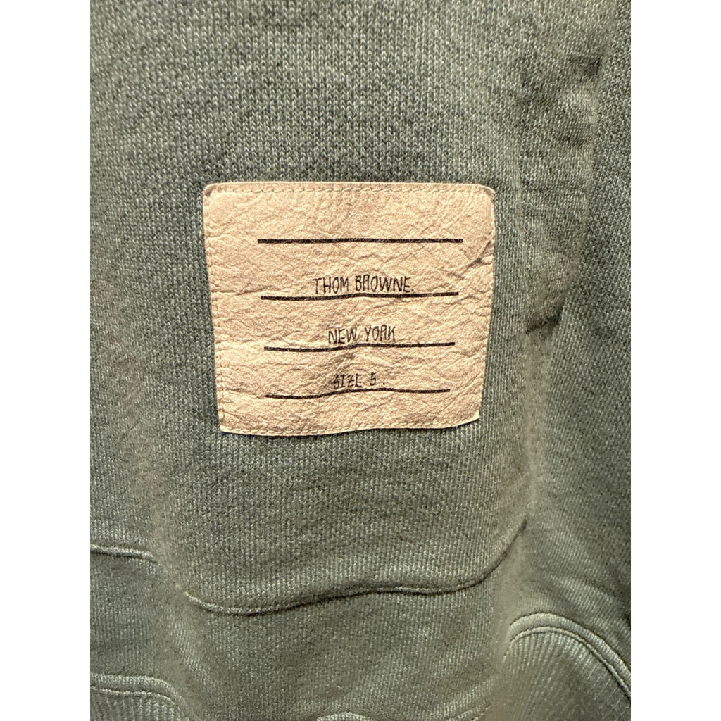 Thom Browne Light Blue Cotton Jersey Pullover Hoodie Name Tag Patch Mens XL