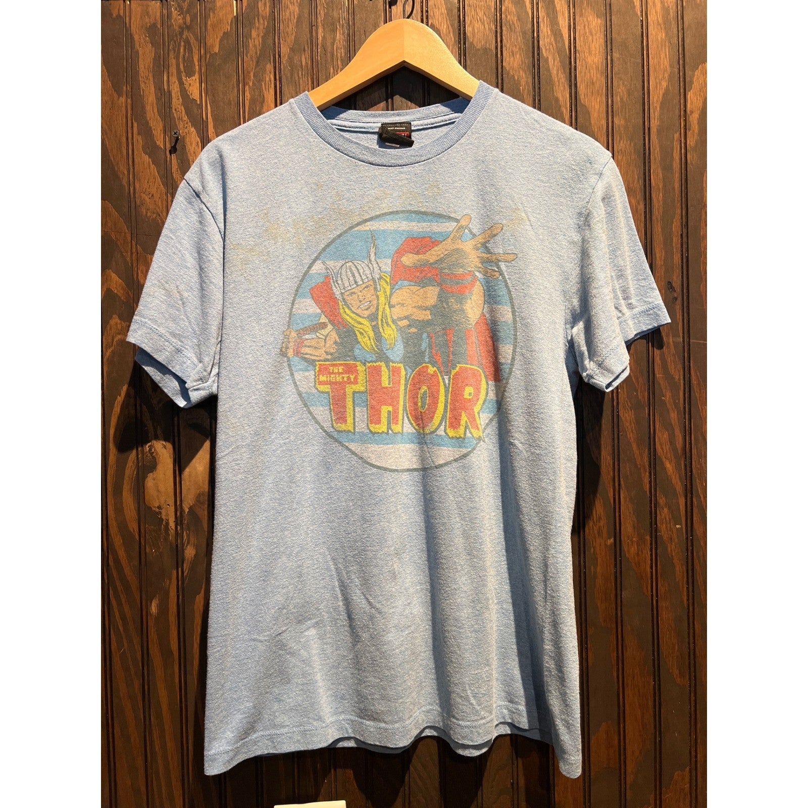 Marvel Comics The Mighty Thor Graphic Tee Heather Blue Short Sleeve Shirt L