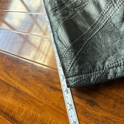 Haband Executive Division Mens Black Patchwork Genuine Leather Car Coat Jacket L