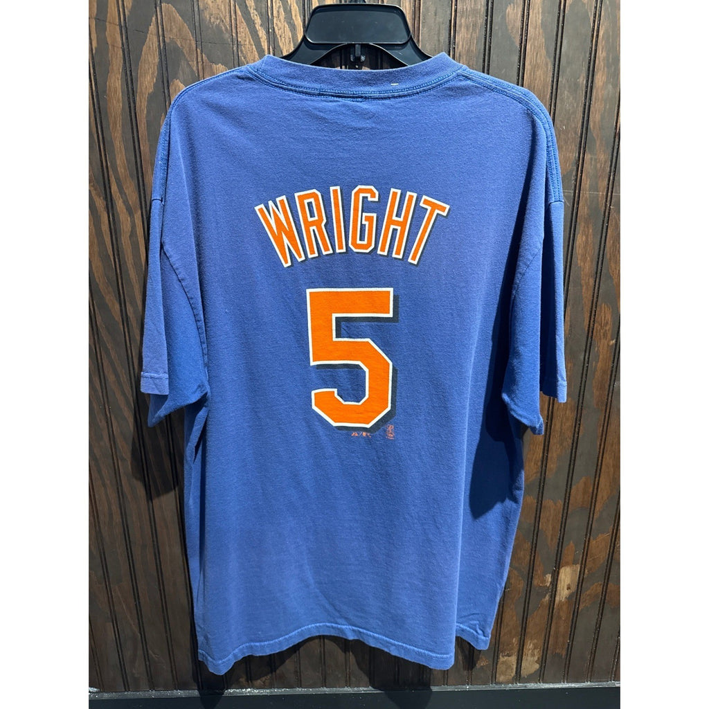 Majestic New York Mets MLB Graphic T-Shirt Mens Blue Orange Short Sleeve XL