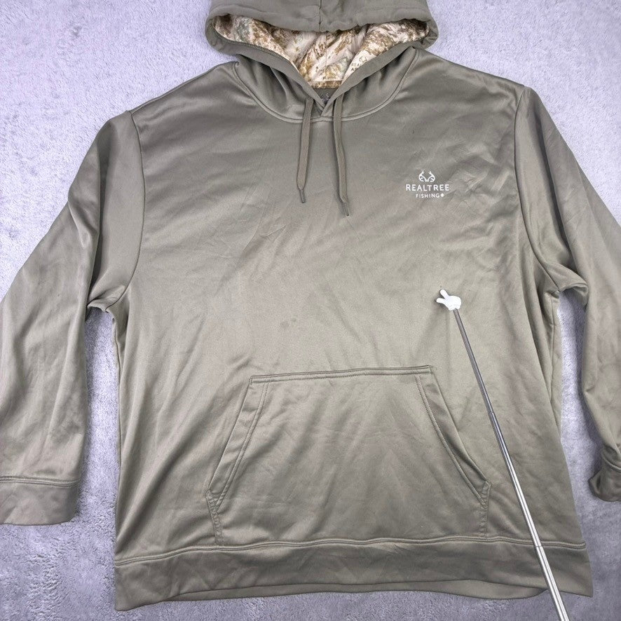 RealTree Fishing Hoodie Mens 2XL Camo Lined Pullover Hooded Sweatshirt