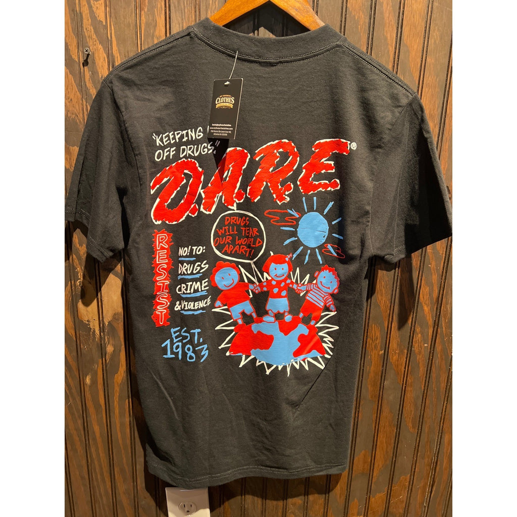 DARE Keeping Kids Off Drugs Graphic T-Shirt Black Red White Logo Vintage Style