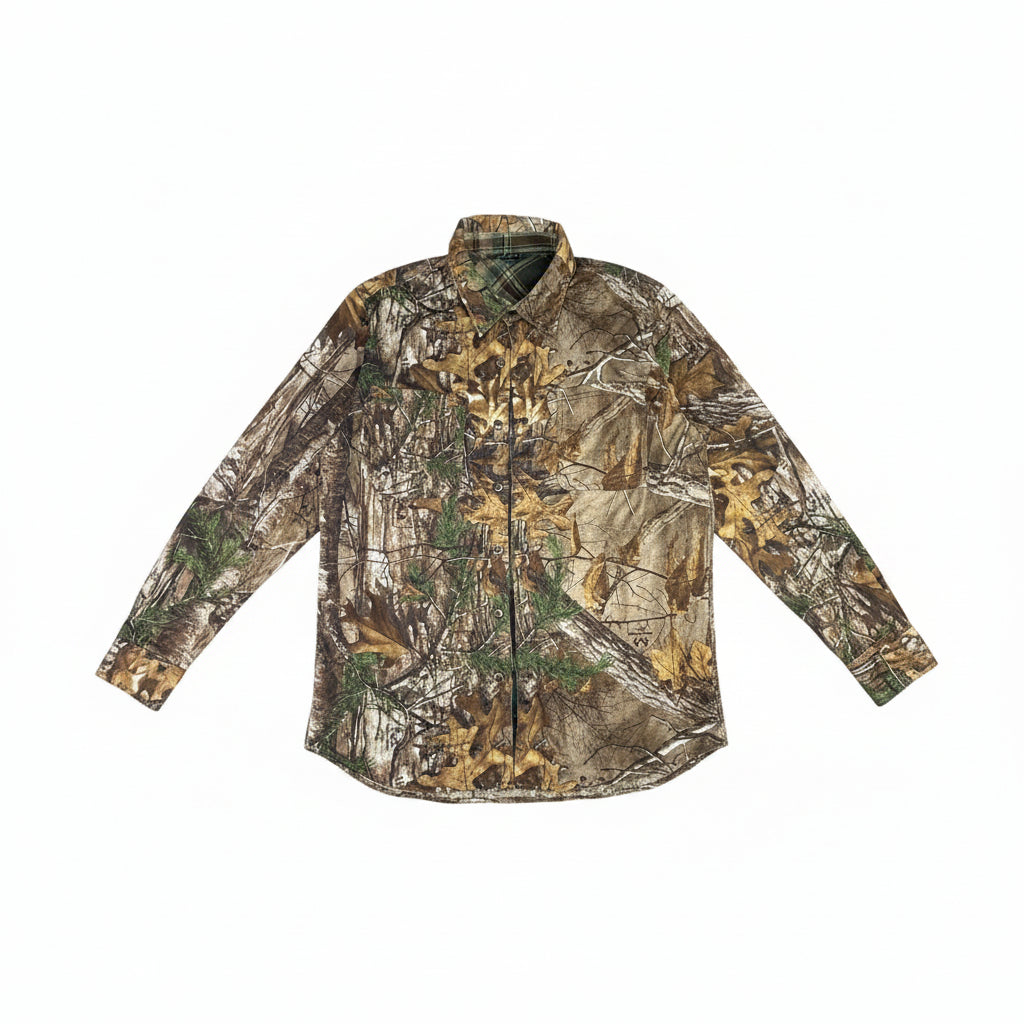 Mens Realtree Camouflage Button Down Shirt Long Sleeve Flannel Lined Size Large