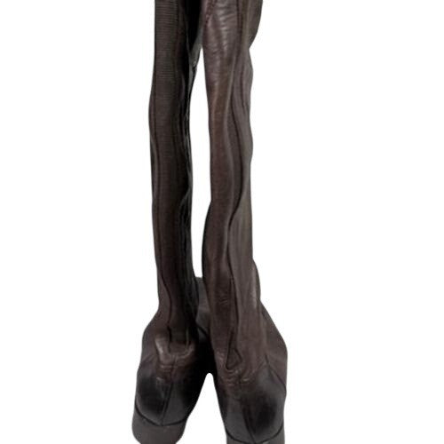 Alberto Fermani Dark Brown Leather Knee High Boots Side Zip Women Size 35.5