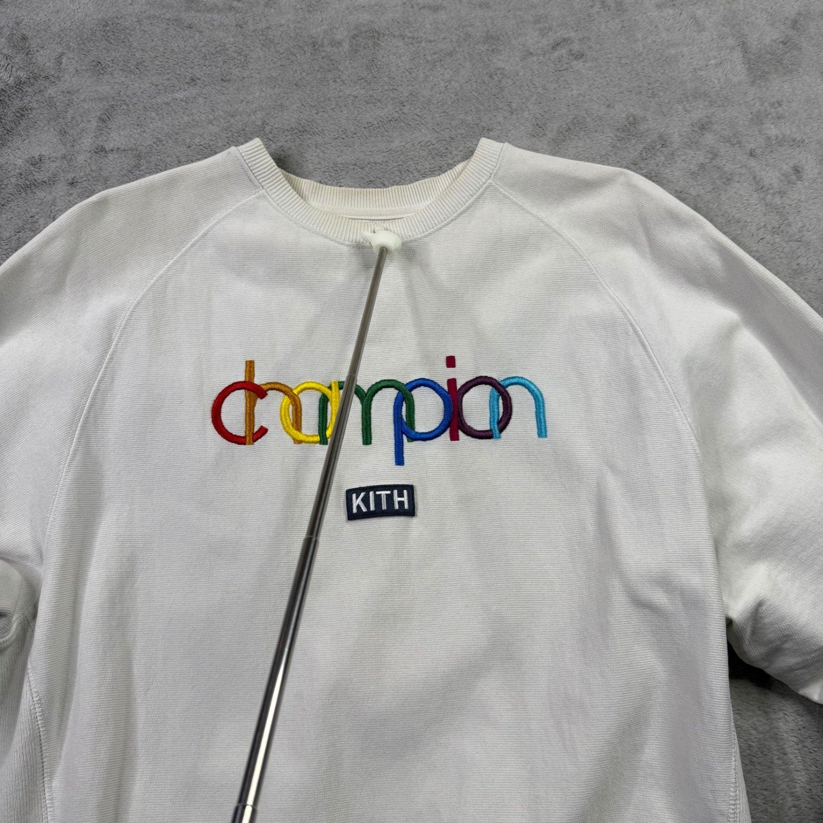 Kith Champion Rainbow Logo Crewneck Sweatshirt White Men's Size Medium