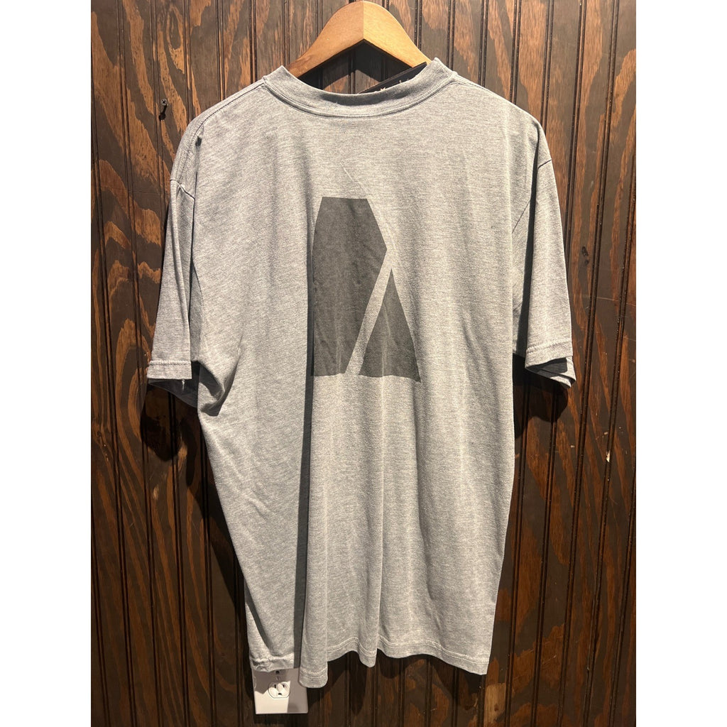 Vintage US Army PT T-Shirt Heather Gray Black Graphic Block Lettering Mens Small