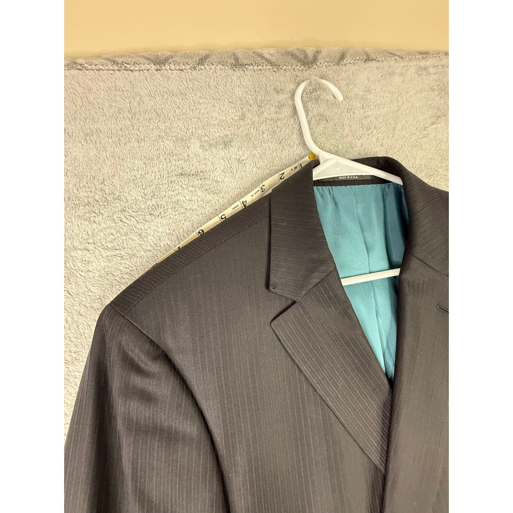 Vintage Hugo Boss Mens Pinstripe Blazer 3 Button Double Vent Charcoal Grey USA