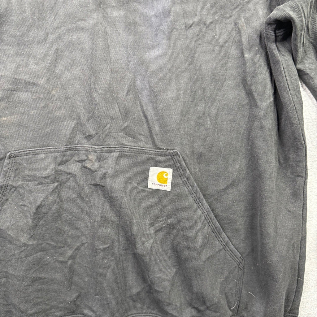 Carhartt Mens XL Black Full Zip Hoodie Fleece Lined Logo Pocket Workwear