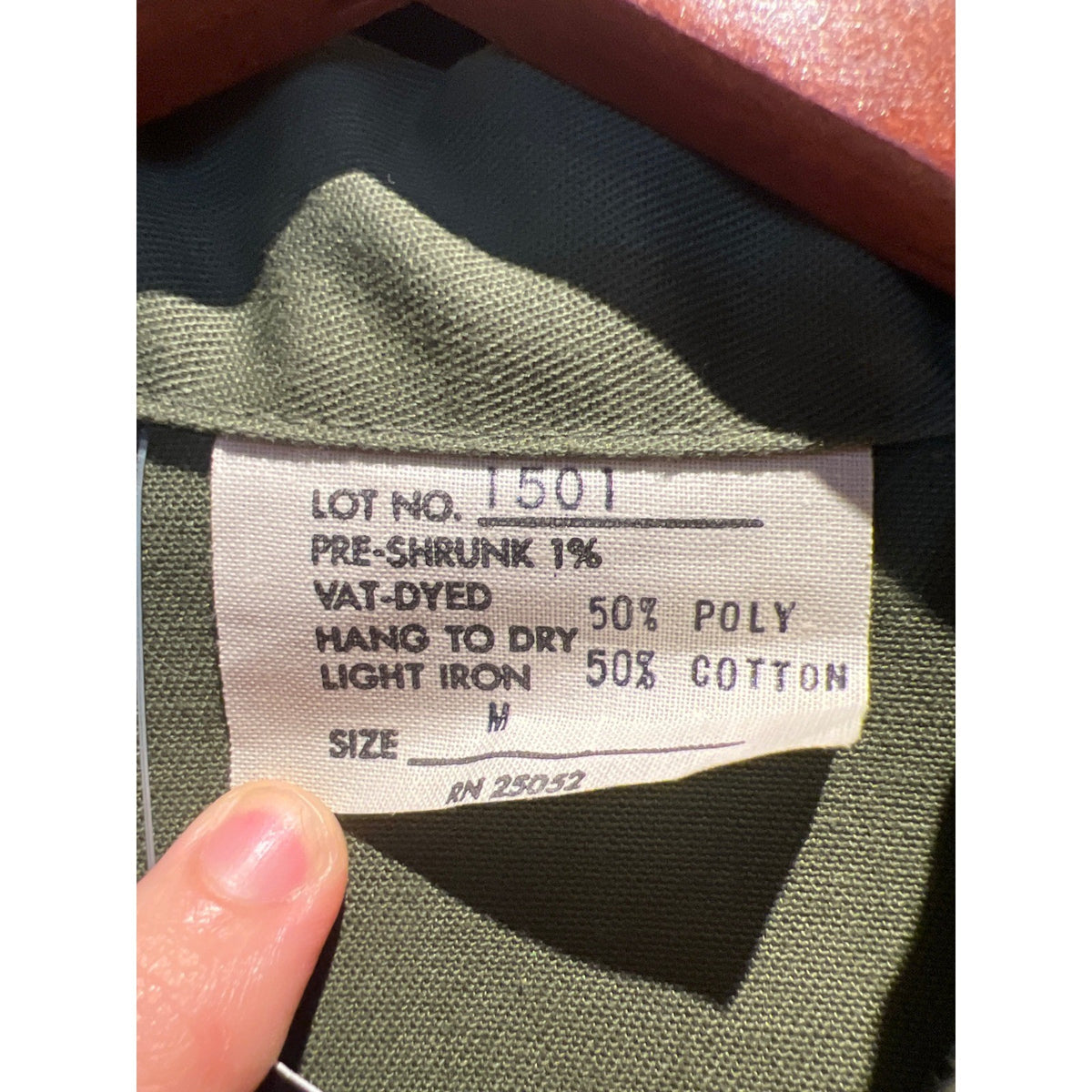 Vintage Work Clothes Olive Green Military Style Utility Button Down Shirt 23x28