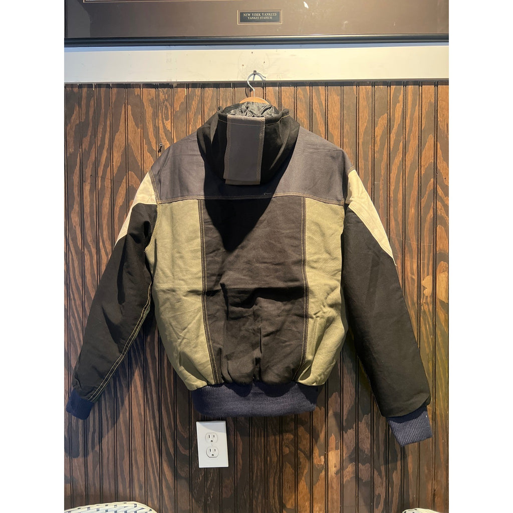Carhartt Multi Color Patchwork Active Jacket Hooded Canvas Work Bomber Large
