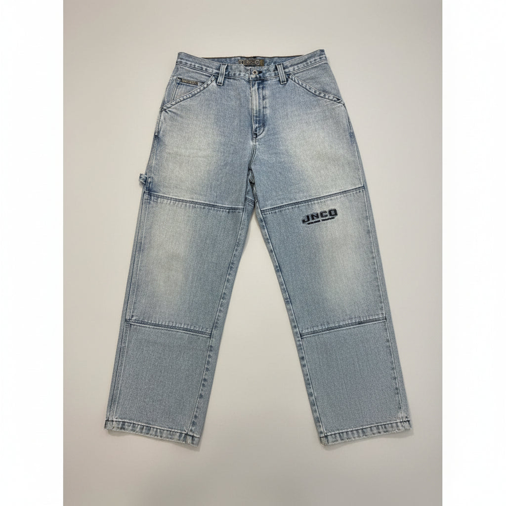 Vintage JNCO Jeans Mens 38x32 Light Wash Baggy Double Knee Carpenter Pants USA