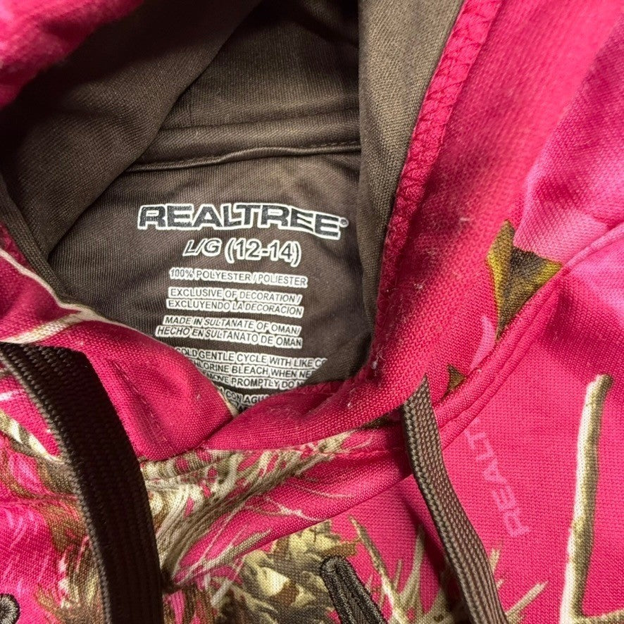 Realtree AP Pink Camo Hoodie Youth L/G 12-14 Polyester Blend Pullover
