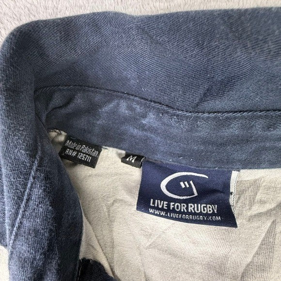 Live For Rugby Scotland Jersey Mens Medium Navy Blue Gray Striped Long Sleeve