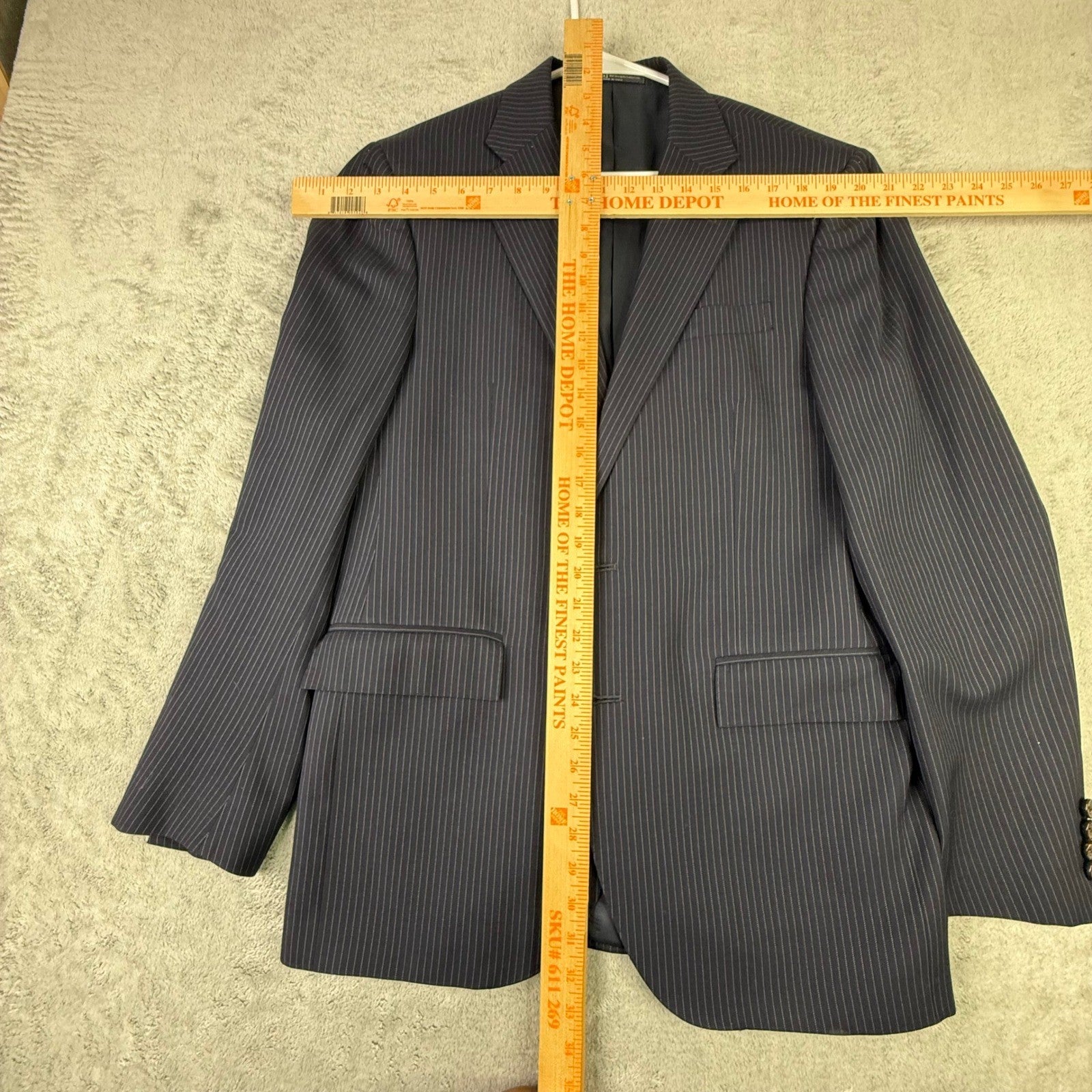 Polo Ralph Lauren Navy Blue Pinstripe Blazer Made in Italy Mens Two Button