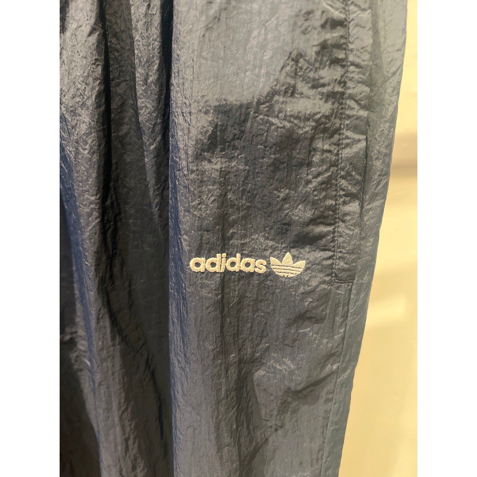 Adidas Originals Mens Navy Blue Nylon Windbreaker Track Pants Trefoil Logo XL