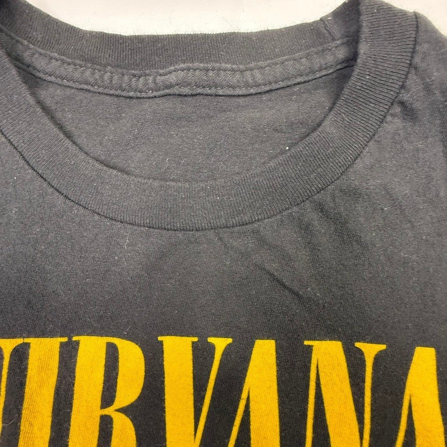 Nirvana Smiley Face T Shirt Black Yellow Band Music Concert Tee
