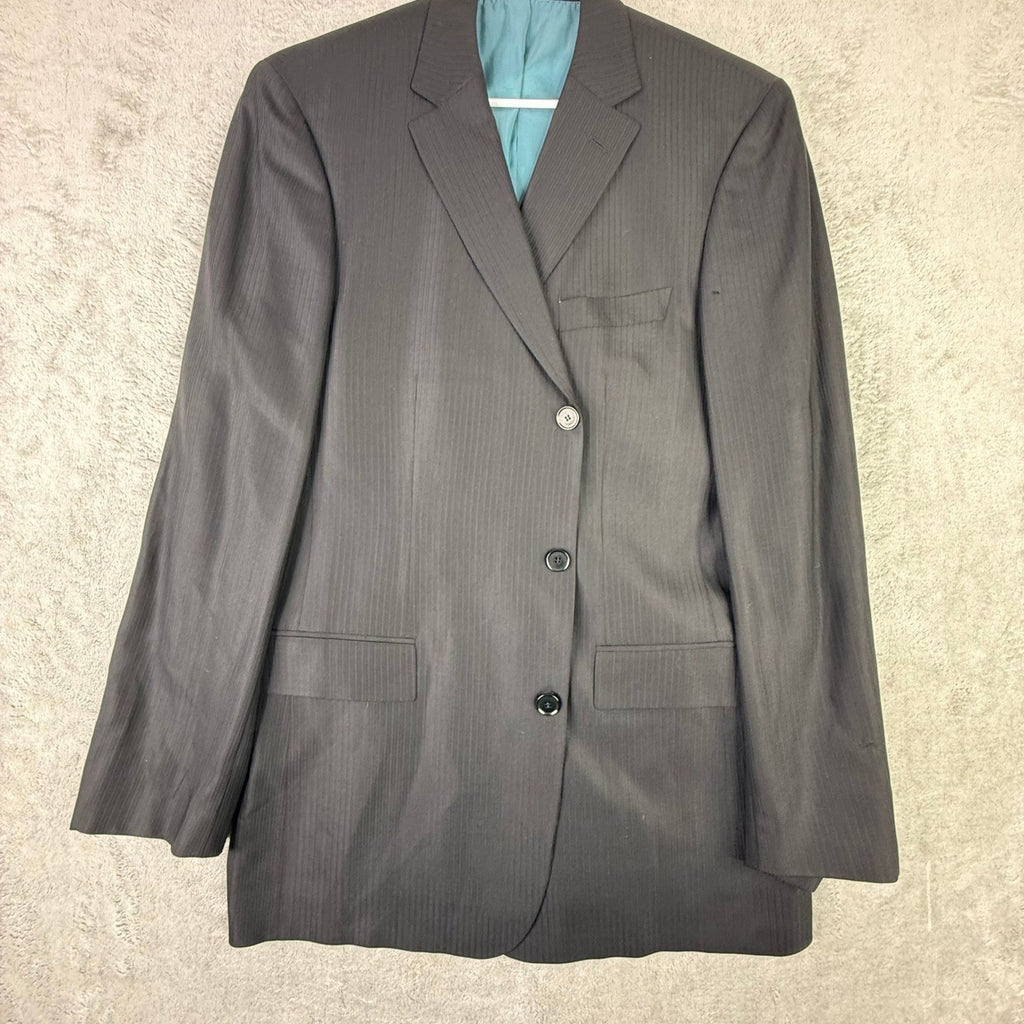 Vintage Hugo Boss Mens Pinstripe Blazer 3 Button Double Vent Charcoal Grey USA