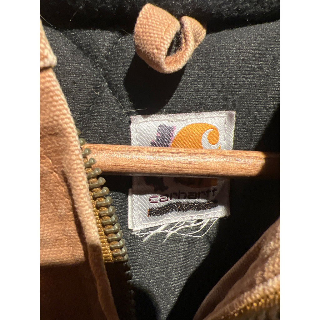 Carhartt J131 Duck Active Jacket Brown Thermal Lined Hooded Work Coat Mens M