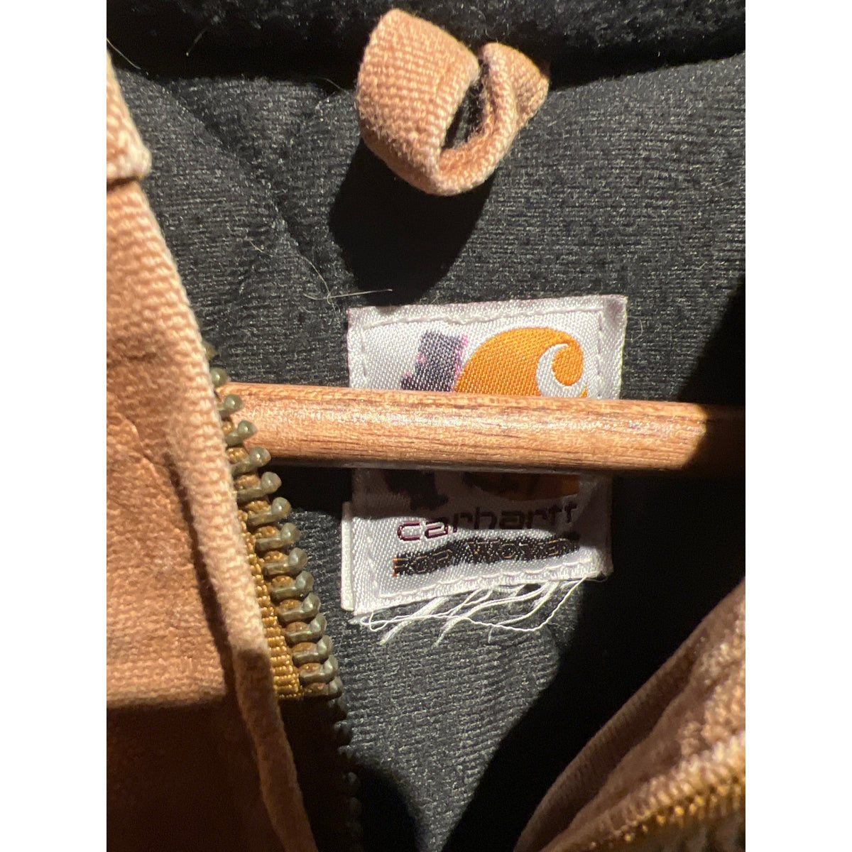 Carhartt J131 Duck Active Jacket Brown Thermal Lined Hooded Work Coat Mens M
