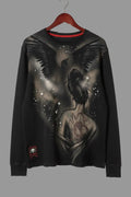 Affliction Live Fast Mens Thermal Shirt Raven Dragon Tattoo Graphic Black XL