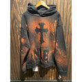 Local Atlanta Designer Custom Bleach Cross Hoodie Black Orange Streetwear NB