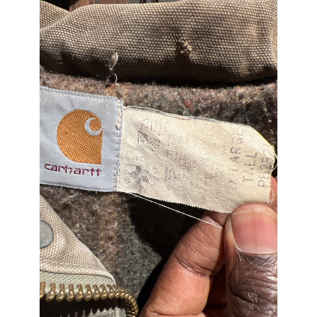 Carhartt Sandstone Duck Sherpa Lined Chore Coat Tan Brown Field Jacket 30x38