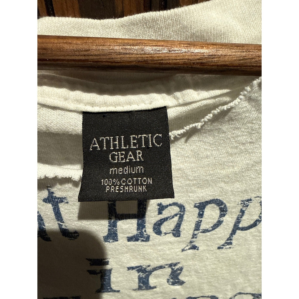Vans What Happens in Vegas Distressed Sleeveless Graphic Tee White Blue Womens