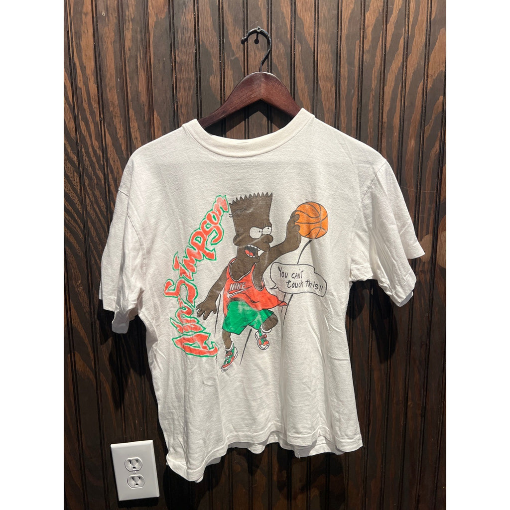 Vintage 1990 Air Simpson Bart Simpson Basketball Graphic T-Shirt White 20x24
