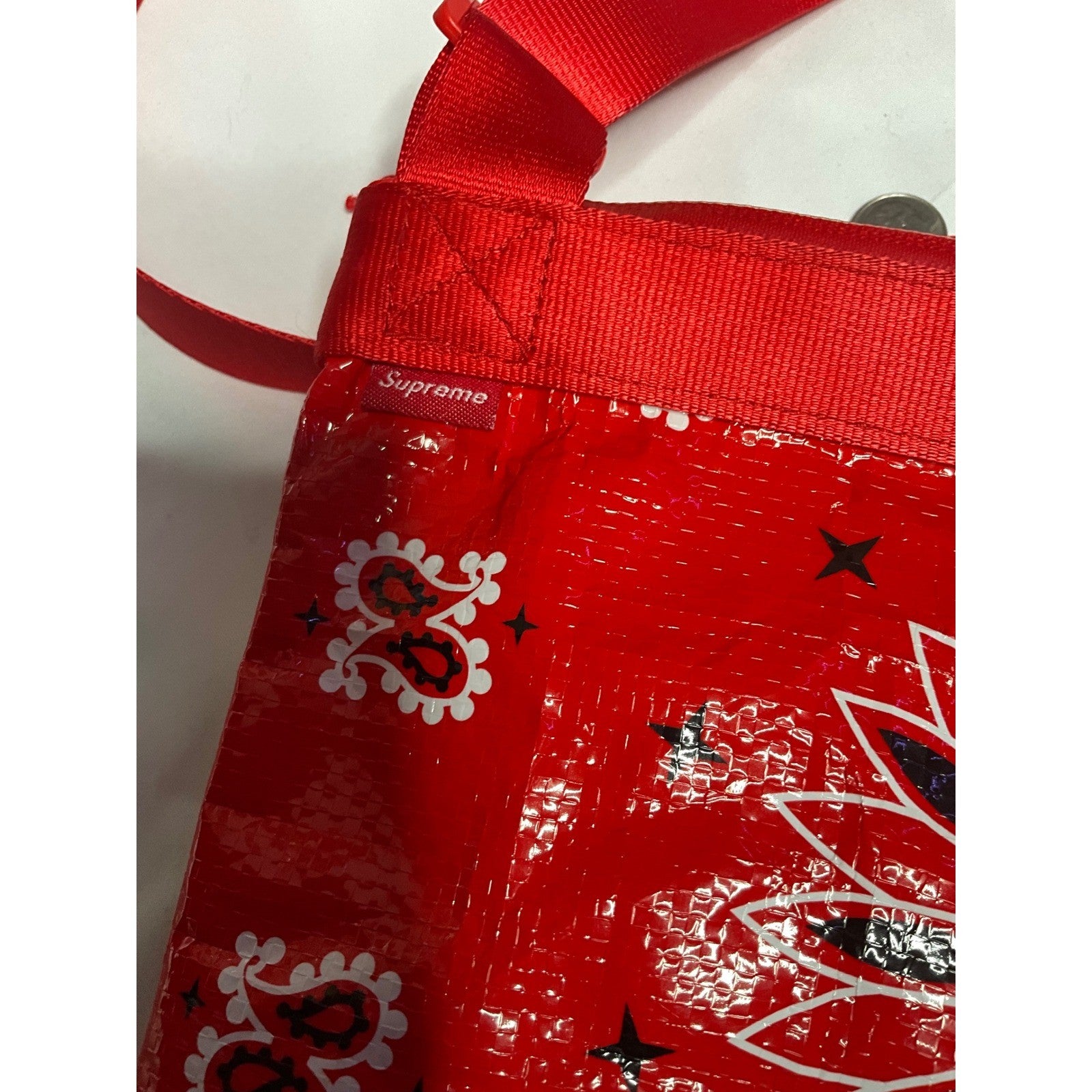 Supreme Red Bandana Print Crossbody Bag