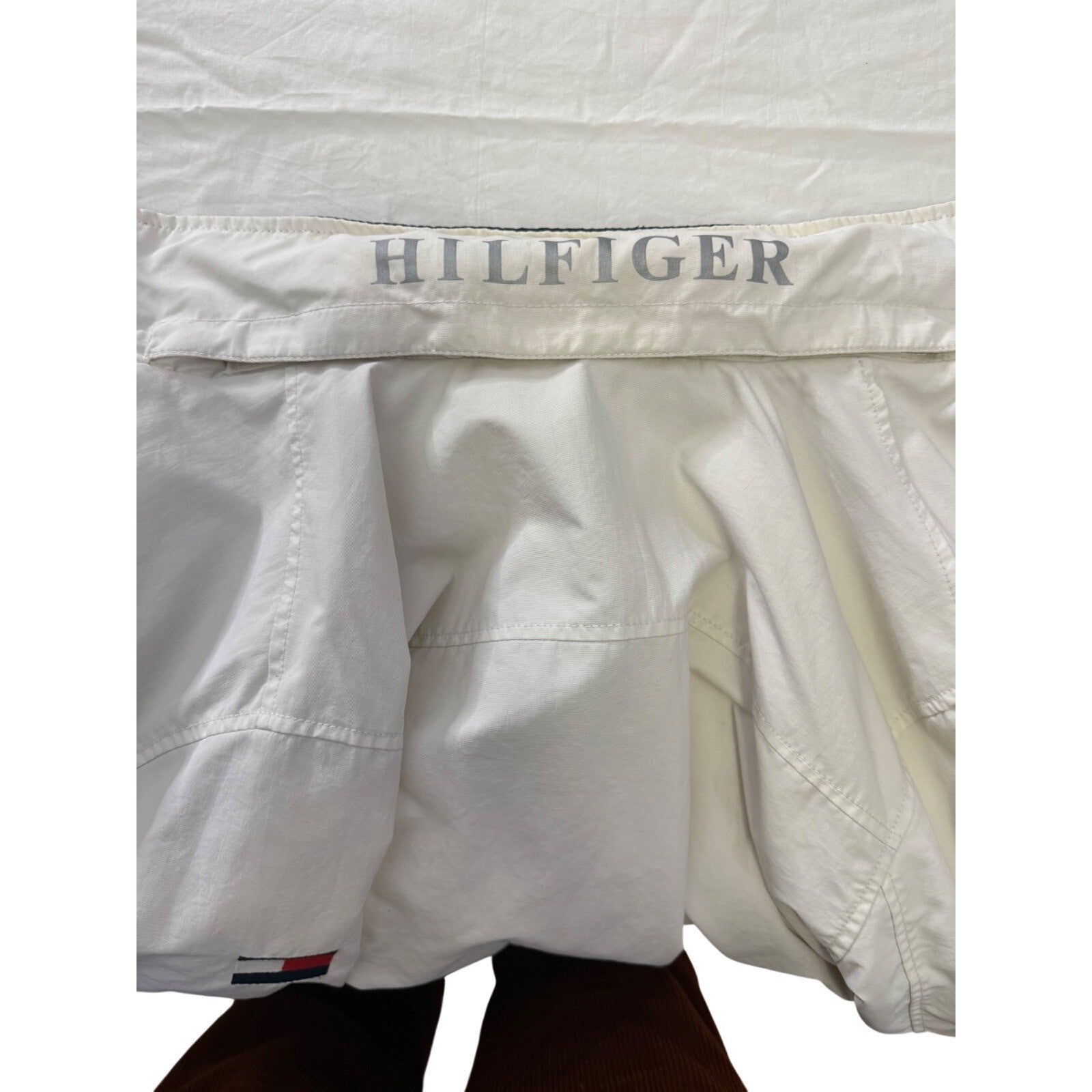 Tommy Hilfiger White Full Zip Jacket Men's L/G Hooded Windbreaker Vintage
