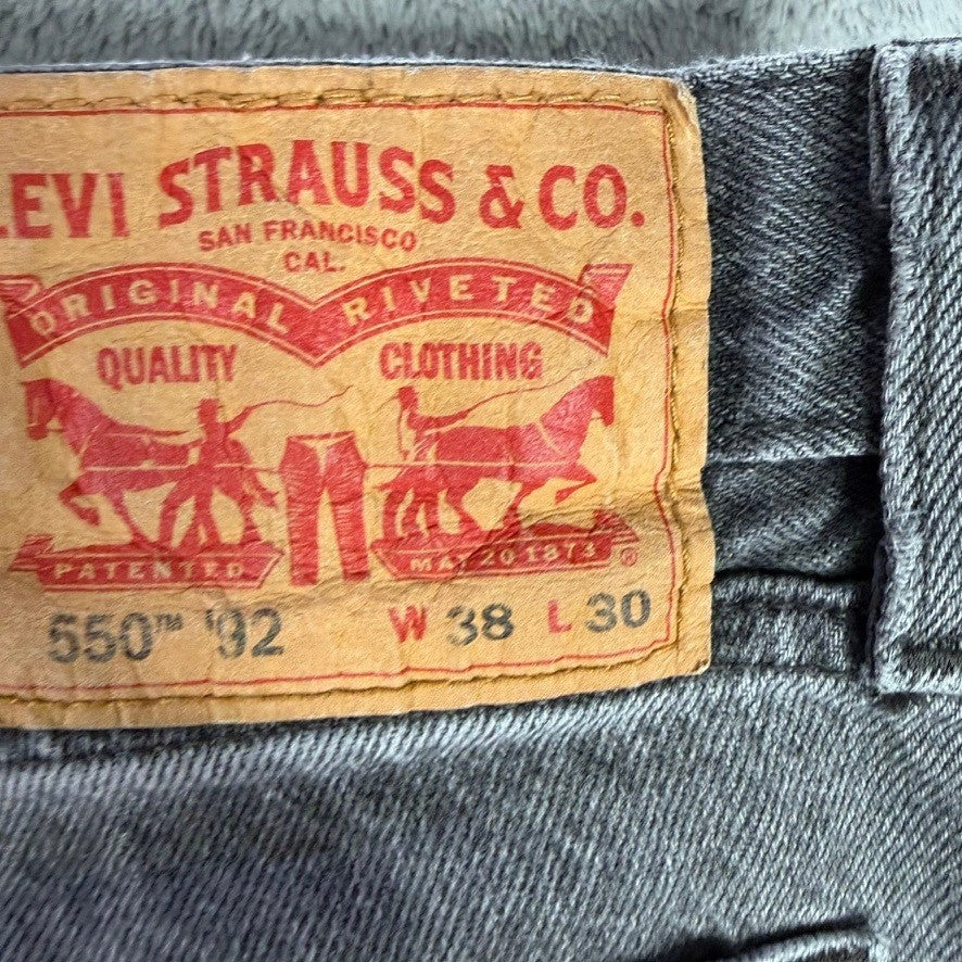 Levi Strauss Co 550 38x30 Relaxed Fit Gray Denim Jeans Mens