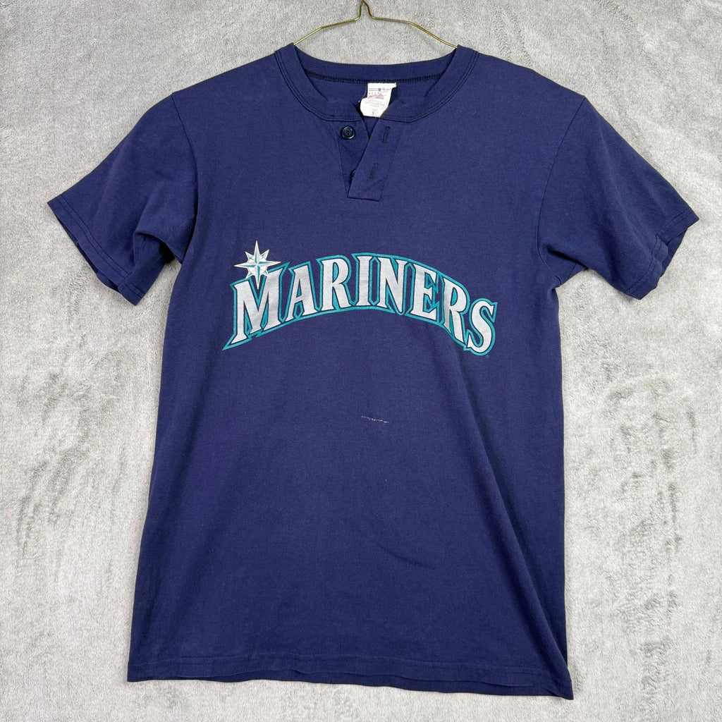 Seattle Mariners Shackleford 38 Baseball Henley T Shirt Navy Blue Size S