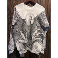 Vintage Style Bald Eagle All Over Print Graphic Sweatshirt White Raglan 22x19