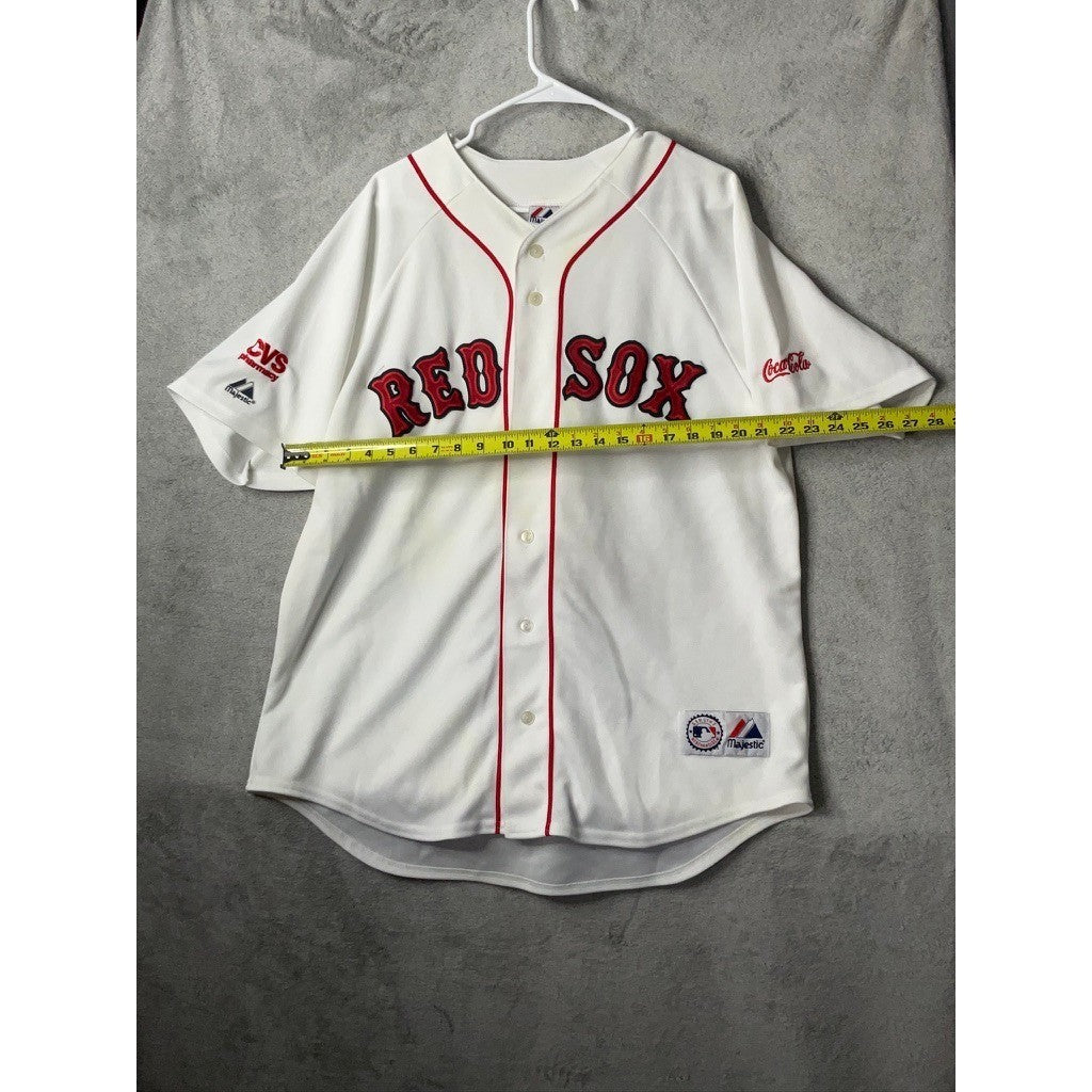 Majestic Boston Red Sox Baseball Jersey White Red Adult Size Medium