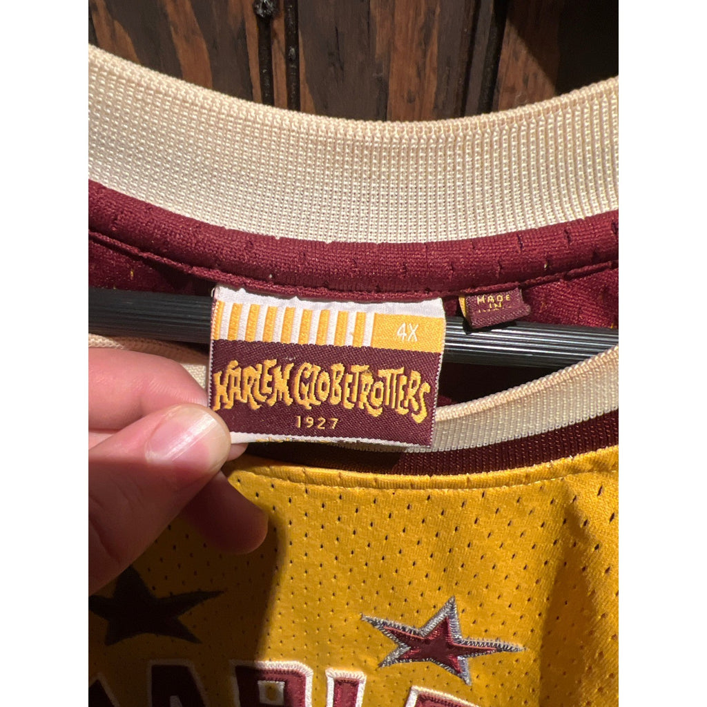 Vintage Platinum FUBU Harlem Globetrotters Geese 35 Jersey Yellow 4XL 75th Anniv