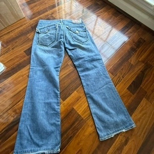 True Religion Joey Super T Flare Jeans Mens 33 Medium Wash Blue Made in USA
