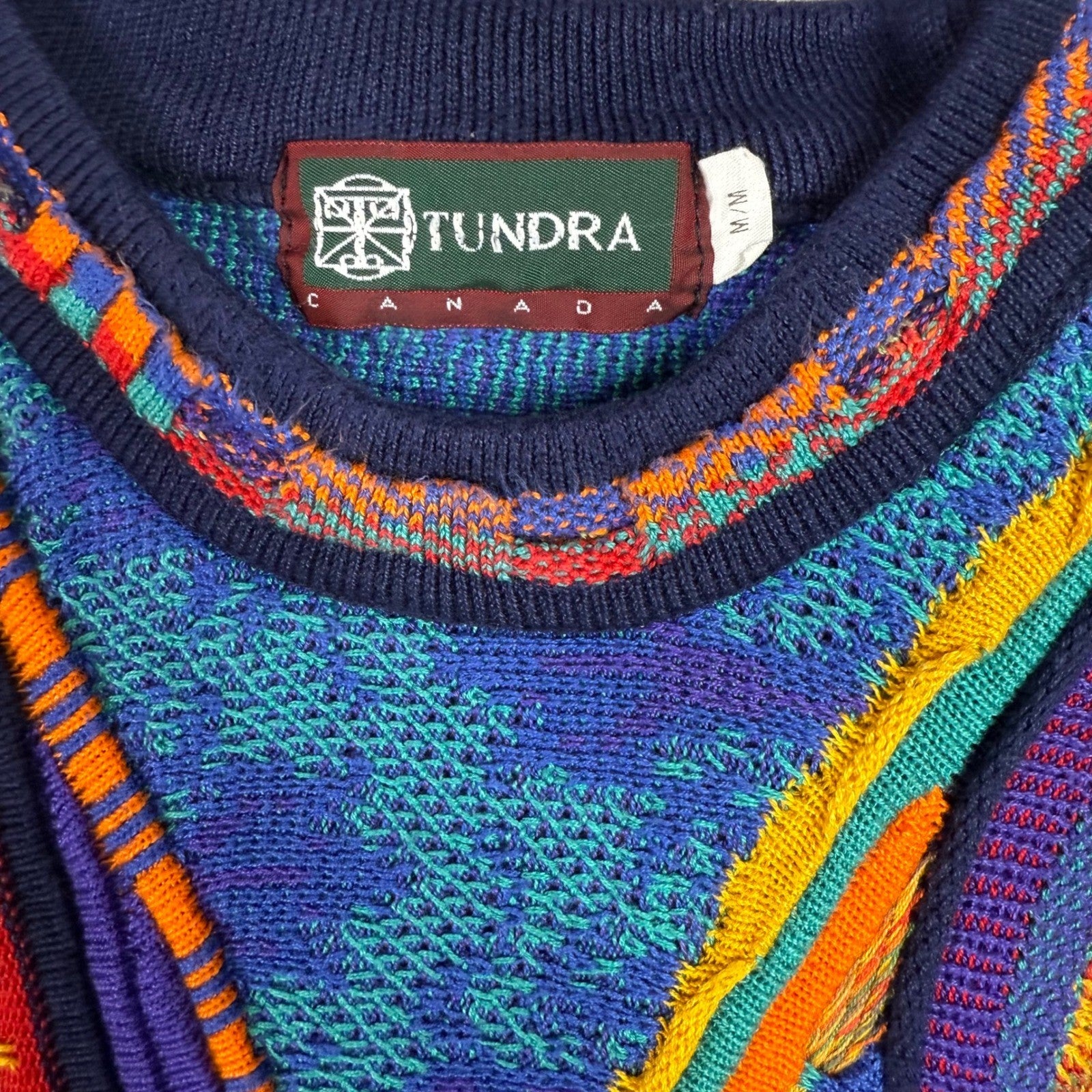 Tundra Canada Mens M Colorful Geometric Pattern Knit Sweater