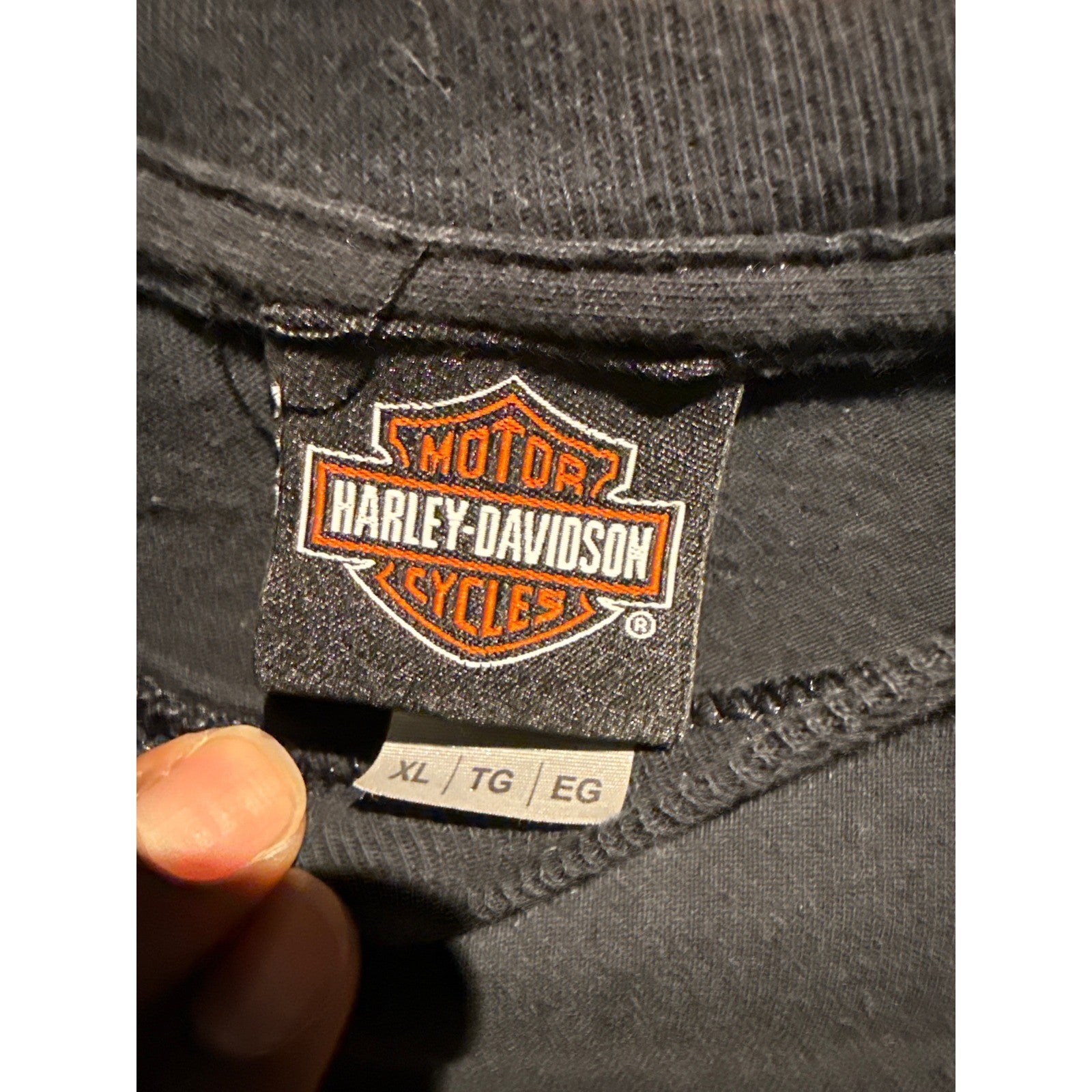 Harley-Davidson Mens Long Sleeve Graphic T-Shirt Black Orange Logo XL 23x31