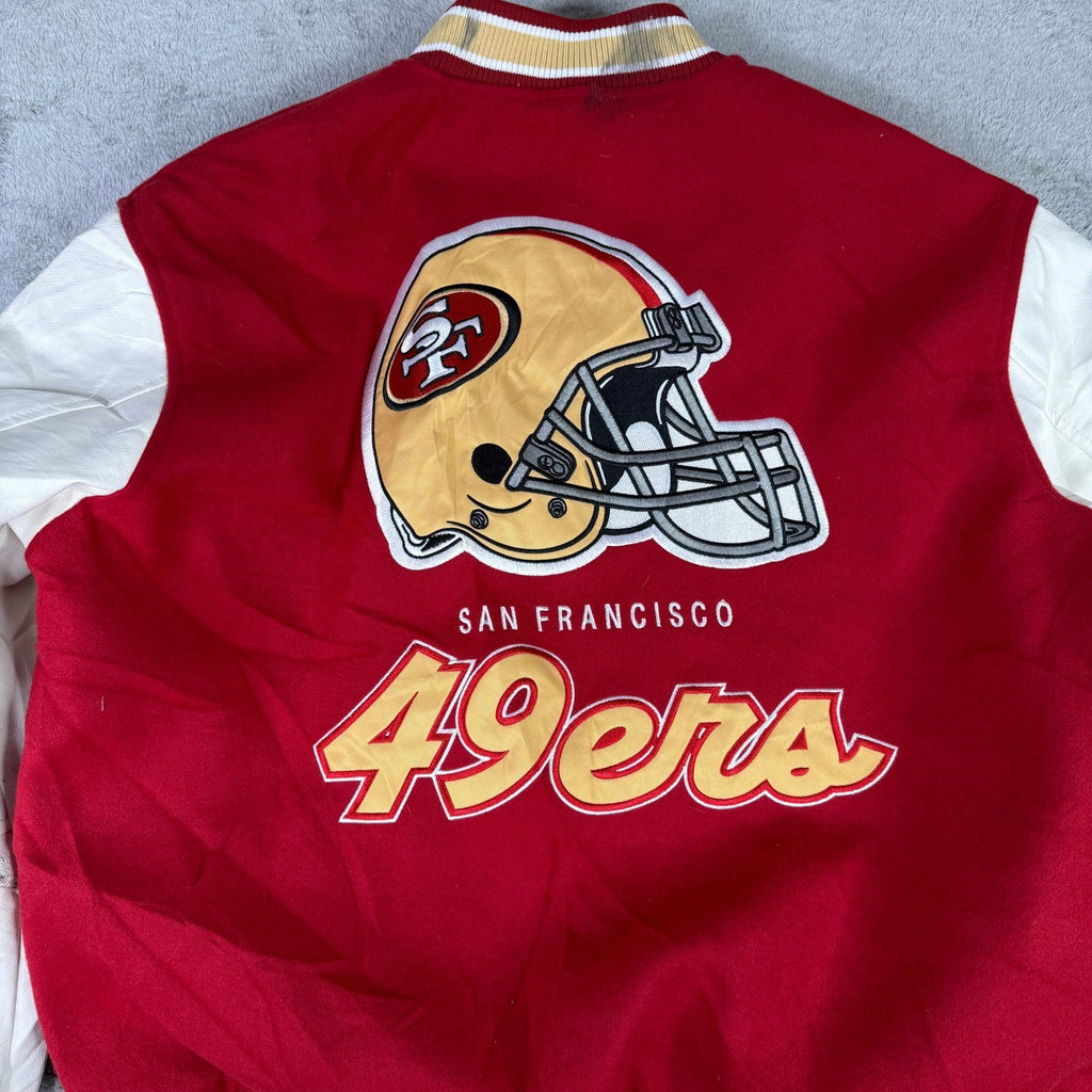 Ultra Game NFL San Francisco 49ers Varsity Jacket Red White Mens Medium