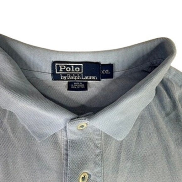 Polo Ralph Lauren Mens XXL Light Blue Short Sleeve Cotton Mesh Polo Shirt