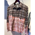 J.Crew Mens Flannel Shirt Large Grey Pink Plaid Dip Dyed Bleached Button Down