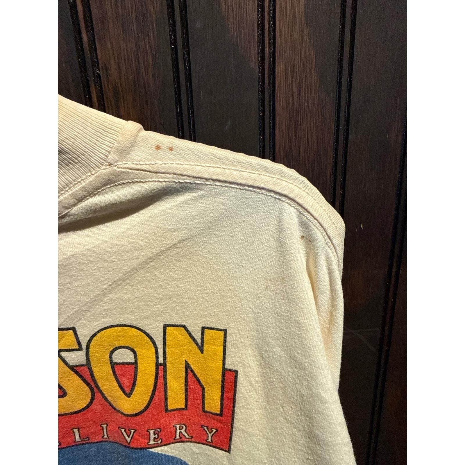 Vintage Big Johnson Pizza Delivery Cancun Mexico Graphic T-Shirt Cream XL 90s