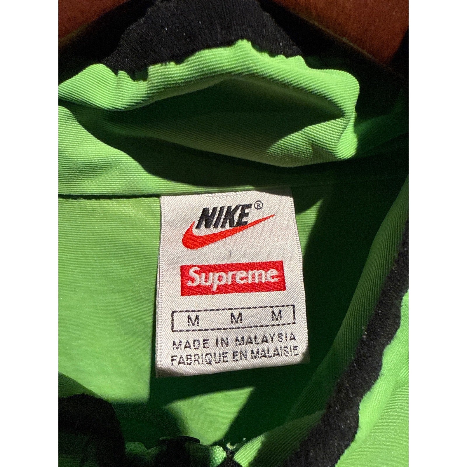Supreme Nike Cotton Twill Shirt Jacket Lime Green Mesh Pockets Mens Large