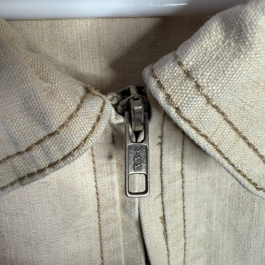 Rocawear Men's Tan Short Sleeve Zip Up Workwear Shirt Casual Tan Size XL