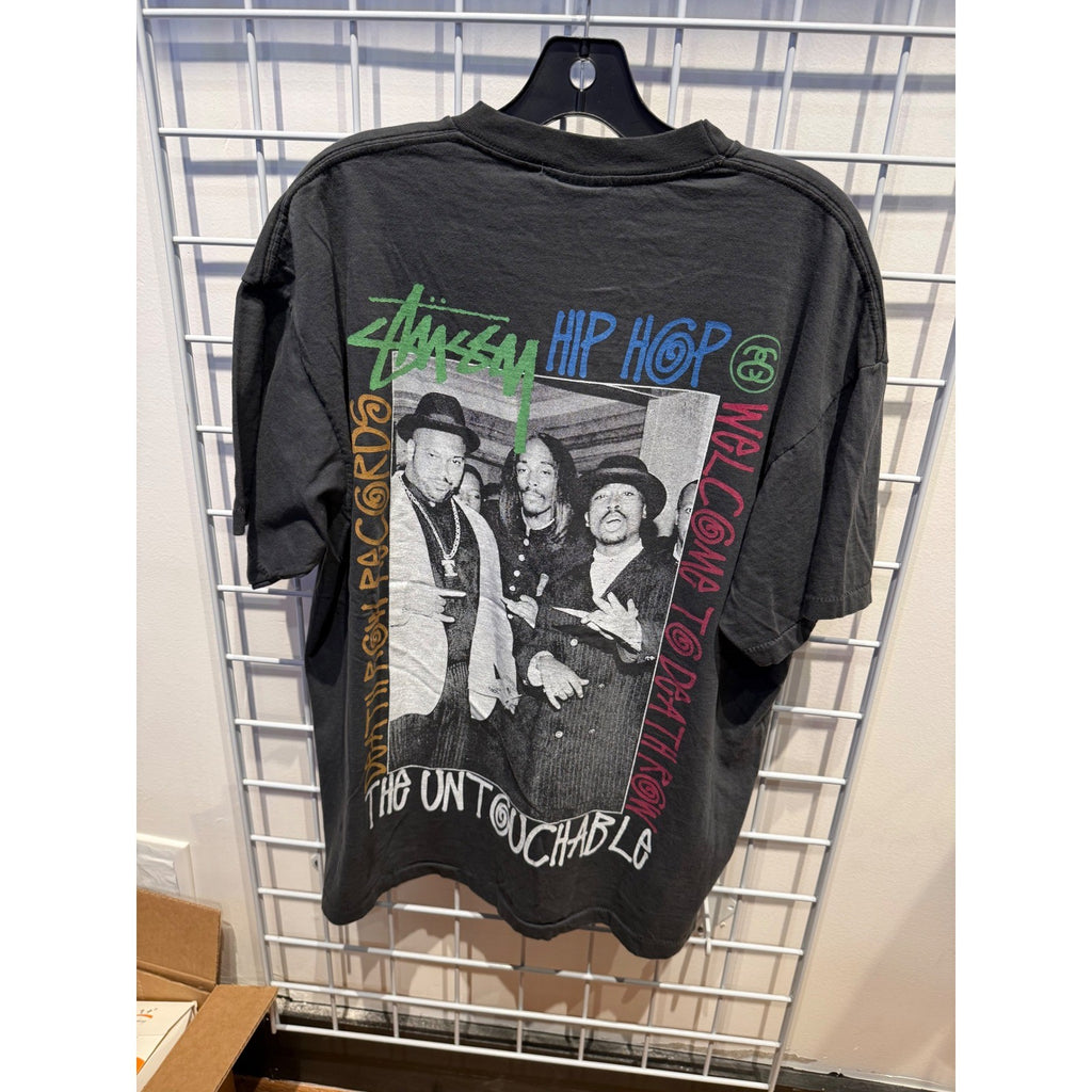Stussy Death Row Records T-Shirt Mens XL Black Snoop Dogg Tupac Dre Made in USA